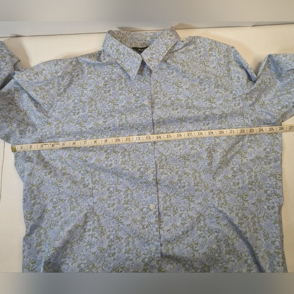 Eddie Bauer Floral Blue Print women's long sleeve button down shirt XXL H-1 - Picture 8 of 12